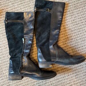 Sam Edelman Black Leather/Suede Heeled Boots